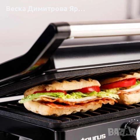Контактен грил Taurus Grill&Co, 1500W, с плаващ капак и регулируем термостат, снимка 3 - Скари - 51527683