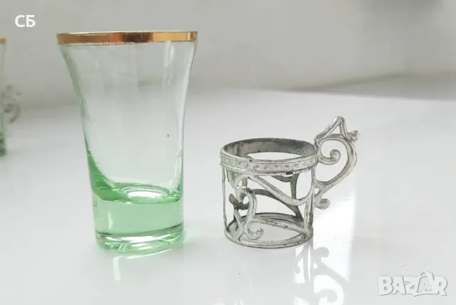 Стари комплекти руски и български чаши за аперитив, снимка 15 - Чаши - 48942596