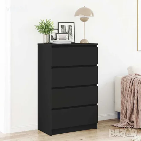 vidaXL Сайдборд, черен, 60x35x98,5 см, инженерно дърво, снимка 2 - Бюфети - 56147688