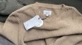 Унисекс пуловери от рипсено плетиво в цвят каки с кръгло деколте, снимка 9