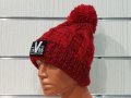 Нова дамска зимна червена шапка с пух/помпон, снимка 7