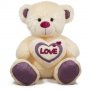 Мече със сърце „LOVE“ с лилави лапи, снимка 1 - Плюшени играчки - 31701881