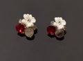 Нови нежни обеци с цветчета и кристалчета сини бели червени, снимка 2