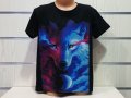 Нова детска тениска с дигитален печат Вълк, GALAXY WOLF, Серия вълци