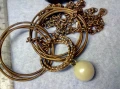 СТИЛНА БРОНЗИРАНА ПЕРЛЕН ТИП ВИНТИДЖ АРТ ОГЪРЛИЦА КОЛИЕ 49818, снимка 8