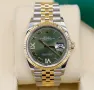 Rolex Datejust 36mm Two-Tone Yellow Gold Green Dial Diamond Automatic Дамски Различни Варианти, снимка 1