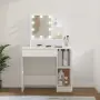 vidaXL Тоалетка с LED, бяла, 86,5x35x136 см, снимка 2