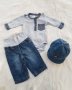 Дънки Tom Tailor и боди риза H&M и дънкова шапка за бебе 0-3 месеца, снимка 12