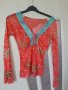 Красива цветна ефирна дамска блуза голямо деколте , снимка 1 - Ризи - 29850890