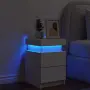 vidaXL Нощно шкафче с LED осветление, бяло, 35x39x55 см, снимка 4