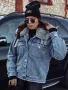 FURDENIM Дамско дънково яке с косъм , снимка 3