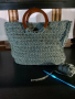 Нова плетена чанта с дървени дръжки, снимка 4