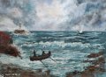 Рибари в морето маслена картина , снимка 1 - Картини - 42376337