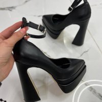 Обувки на ток - черна кожа - VT2, снимка 1 - Дамски обувки на ток - 44471608