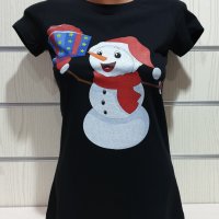 Нова дамска коледна тениска с дигитален печат Снежко, Снежен човек, снимка 3 - Тениски - 31116106