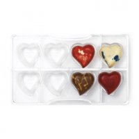 8 сърца закривено сърце Поликарбонатна отливка калъп молд за шоколад Шоколадова черупка торта украса, снимка 2 - Форми - 39923388