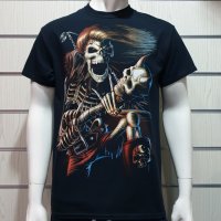 Нова мъжка тениска с дигитален печат Скелет с китара, снимка 3 - Тениски - 30116241