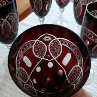 Червен кристал чаши за вино, снимка 6 - Чаши - 35310442