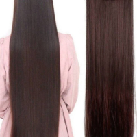 Качествена дълга коса/ цял екстеншън за по-голям обем и дължина на косата 100гр, дължина 60см, снимка 1 - Аксесоари за коса - 44750290