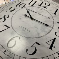 Голям стенен часовник бял с мраморен ефект 60см , London 1984 безшумен механизъм, , снимка 3 - Стенни часовници - 39873183