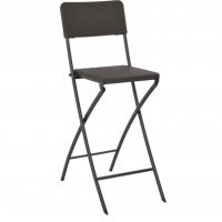 Сгъваеми бар столове, 2 бр, HDPE и стомана, кафяви, ратанов вид, снимка 3 - Столове - 35174947