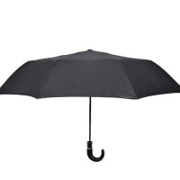 Автоматичен сгъваем чадър за дъжд Черен с кожена дръжка 36,5 см, снимка 2 - Други - 42876881