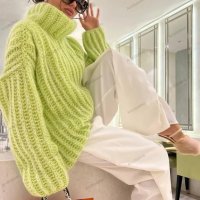 Дамски модерен нов пухкав пуловер с дълъг ръкав, 4цвята - 023 , снимка 11 - Блузи с дълъг ръкав и пуловери - 42843370
