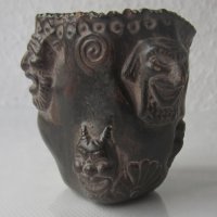 Стара чаша керамика, с театрални маски , снимка 11 - Други - 31812717