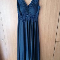 Дълга официална, бална, тъмно синя рокля размер М/Л, снимка 4 - Рокли - 38017060