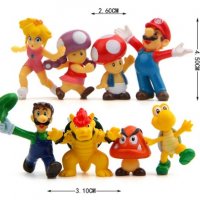 8 бр Супер Марио Super Mario малки пластмасови фигурки PVC за игра и украса торта топер, снимка 1 - Фигурки - 31991361