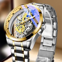 Мъжки кварцов часовник T i o n g с прозрачно покритие - Водоустойчив Варианти: златно; сребърно; сре, снимка 4 - Мъжки - 44389266