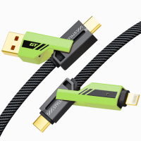 opodot 4 в 1 с Lightning/USB C/USB A портове, зелен,1,5 м [60W Fast Charging&Data Sync], снимка 1 - Кабели и адаптери - 44767675