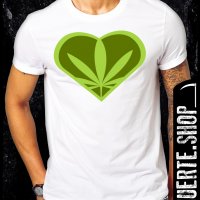 Тениска с щампа GANJA HEART, снимка 1 - Тениски - 36632548