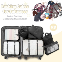 Maomaoyu 8 броя органайзери за опаковане на куфар, водоустойчиви, компресиращи, черни, снимка 4 - Други - 44735591