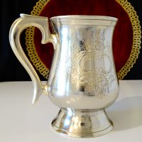 Английски бокал,никелово сребро,барок. , снимка 3 - Антикварни и старинни предмети - 35649495