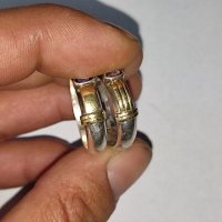 Сребърен пръстен 975 с 18 С злато, снимка 5 - Пръстени - 38253172