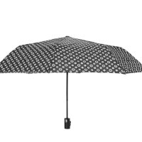 Автоматично сгъваем чадър за дъжд, черен с шарка на бели цветя 31 см, снимка 2 - Други - 42875765