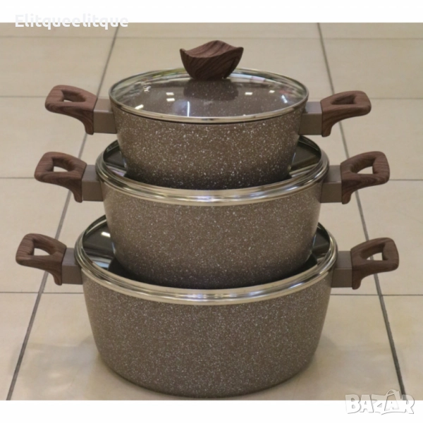 Комплект от 3 алуминиеви тенджери с капак, снимка 1