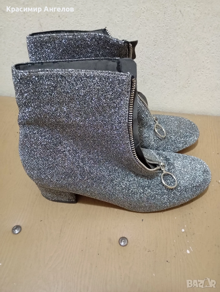 Дамски боти сребрист цвят номер 38 , снимка 1