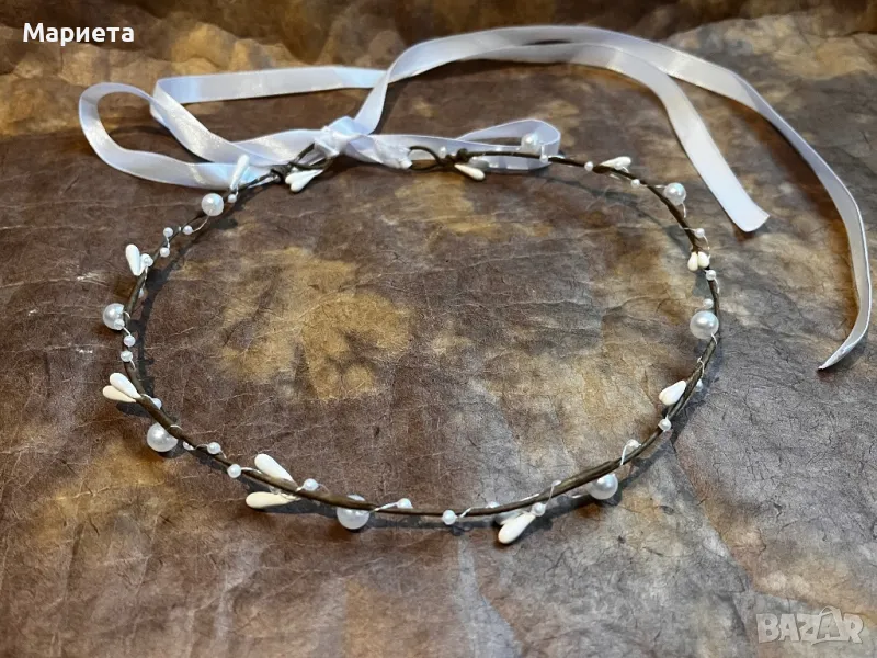 Нежен бял венец за глава Венче за глава за Сватба Кръщене, снимка 1