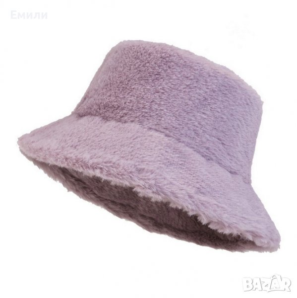Лилава плюшена шапка идиотка, снимка 1