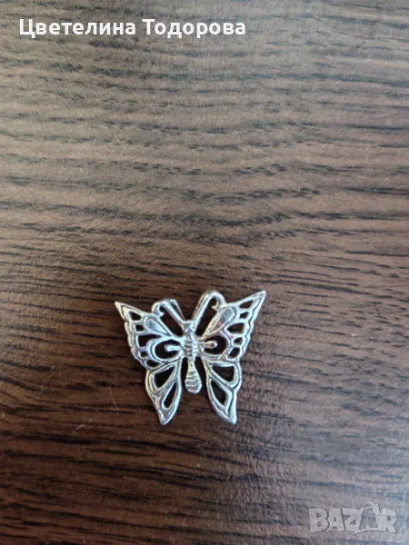 нова сребърна висулка пеперуда, снимка 1