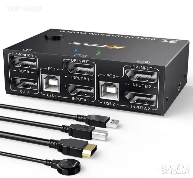 DP KVM превключвател с двоен дисплей, снимка 1