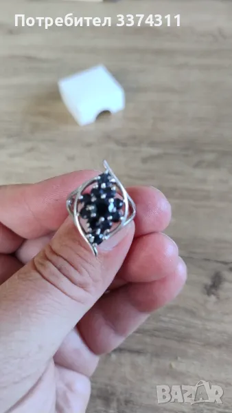 Сребърен пръстен с Натурални Сапфири, снимка 1