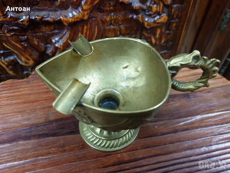 старинен месингов пепелник, снимка 1