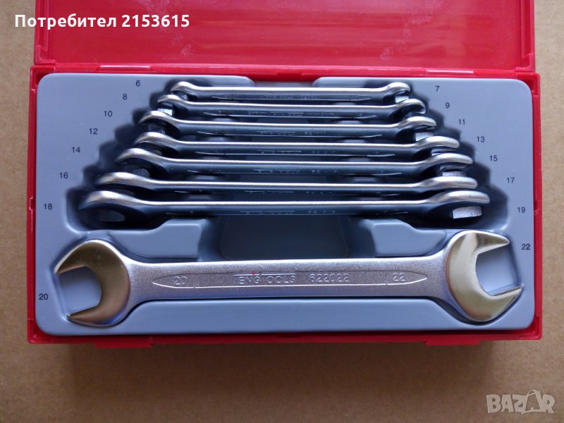 Teng Tools Гаечни ключове комплект 8 броя отворени 8-22мм Chrome Vanadium, снимка 1