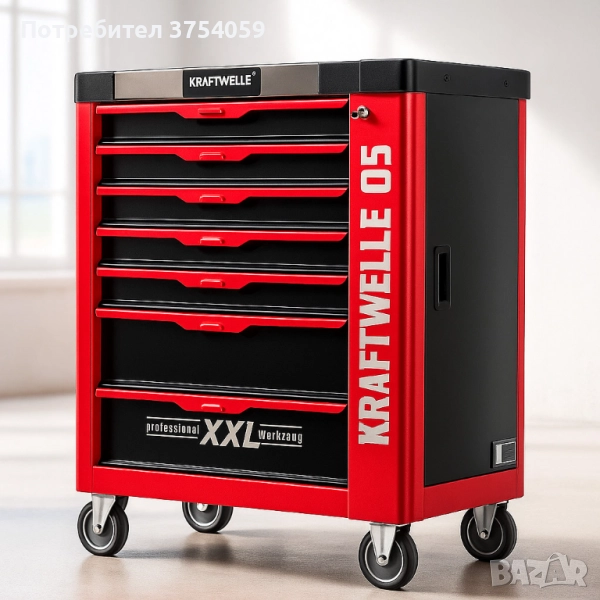 Професионална количка с инструменти Kraftwelle 05 - 7 чекмеджета и над 250 инструмента, снимка 1