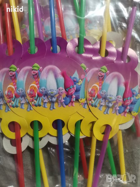 10 бр Трол Тролчета Тролчетата Trolls парти сламки рожден ден, снимка 1