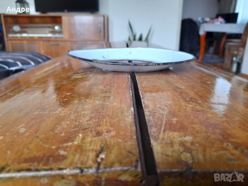 Стар емайлиран рефлектор за лампа #2, снимка 1