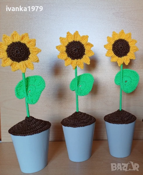 Декоративни плетени слънчогледи , снимка 1